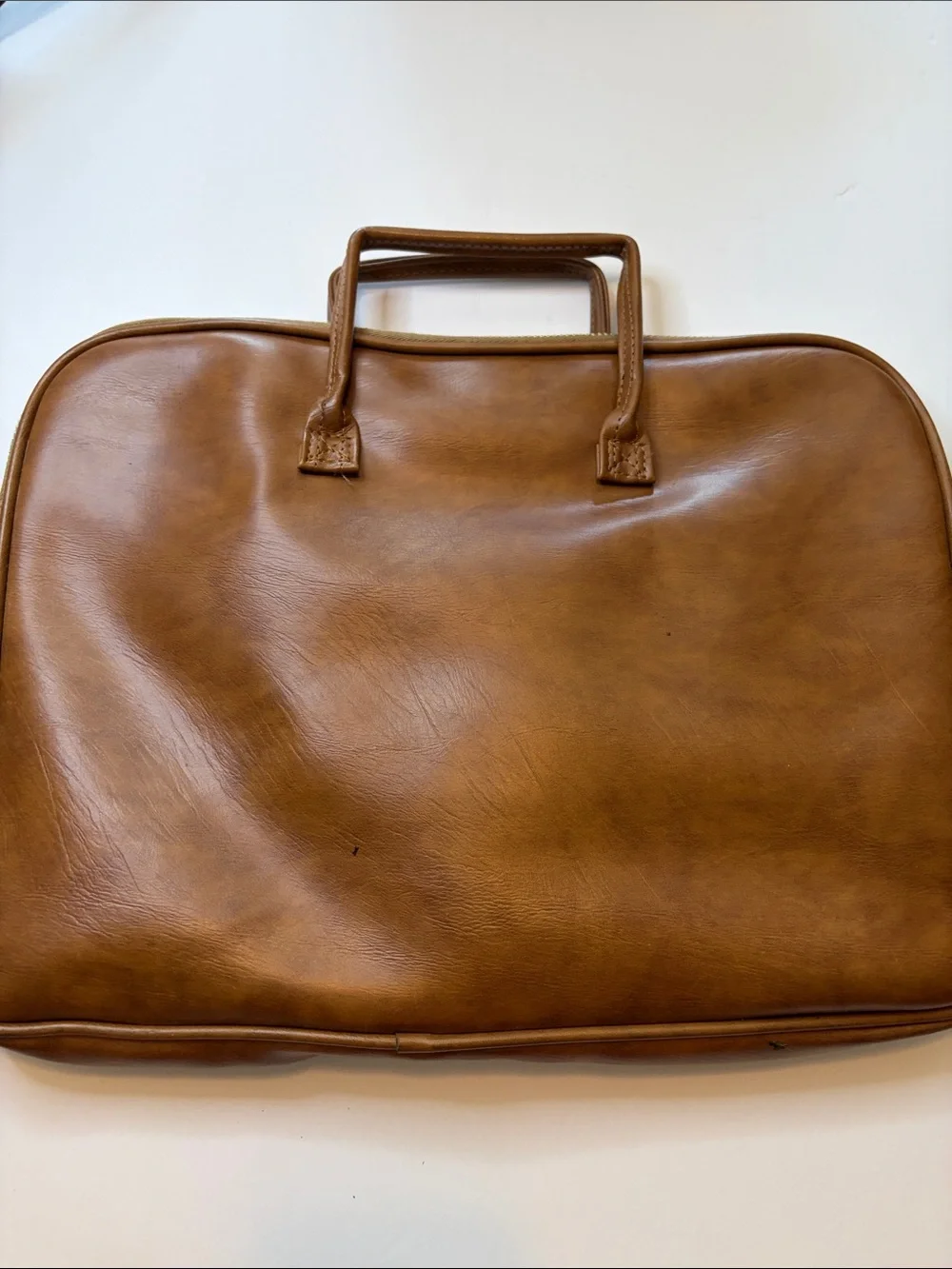 Vintage Tan Leather Briefcase Laptop Business Unique